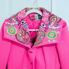 Vintage 70s Lilli Ann Knits Pink Pantsuit Embroidered Jacket Pants Mod Boho Sz 4