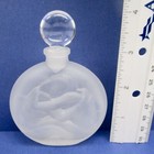 Perfume Bottle With Stopper Satin Frosted Glass Embracing Couple Dimensional