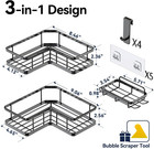Corner Shower Caddy Organizer  3-pack Self-adhesive Rustproof Bath Shelves With 