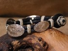 Vintage Engraved Sterling Silver And Leather Bracelet