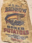 Vtg Rainbow Trout Baker Washington Potatoes Burlap Bag 100 Lbs Gunny Sack Rare