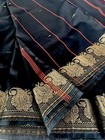 Indian Women s New Brocade Artificial Silk Sari Saree Black W  Blouse Pc 1007