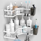 L Shaped Corner Shower Caddy Adhesive Organizer No Drill Stainless Steel Shelves