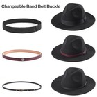 Fedora Hats For Women Wide Brim Hat  Incld 3 Decor Belts  Wool Felt  58cm Adj   