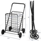 Folding Shopping Cart Utility Trolley Portable For Grocery Laundry Travel Black