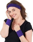 Sweatband Set Head And Wristbands Moisture Wicking Headband Cotton Terry Cloth