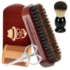 Beard Grooming Set - Brush  Comb  Scissors   Shaving Brush For Men   s Care