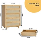 Rattan Dresser For Bedroom With 5 Drawer  Double Wooden Tall Bedroom Dresser