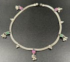 Vintage Sterling Silver Enamel Ghungroo Bell Anklet Indian 925 Boho Signed Cb