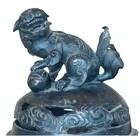 Chinese Bronze Incense Burner Censer Foo Dog Guardian Lion Lidded Urn