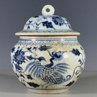 Old Chinese Blue And White Porcelain Qing Dynasty Hand Painted Jar Pot Collect