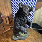 Bear Figurine Sculpture - Rising Roaring Standing Bear On Rocky Base Decor Tmd
