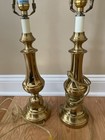 Pair Of Brass Vintage Candlestick Style Table Lamps    no Shades