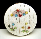 Super Cute Vintage Enamel Compact Umbrella Flower Design As Is 