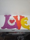 Vintage 1970s Melted Plastic Popcorn Love Wall Sign  Art Decor 18  X 11 