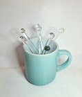 7 Vintage Clear Glass Cocktail Stirrers  4 7  Swizzle Stix Round Flattened Tops
