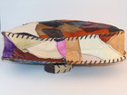 Vintage Mosaic Leather Patch Quilted Handbag Purse W  Zipper Closure Spain-made