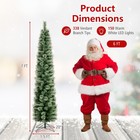7 Ft Pre-lit Pencil Artificial Christmas Tree W 150led Warm White Lights 8 Modes