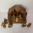 Vintage Italy Nativity Set W 8 Figures   Creche  Hand Painted Cast Plaster