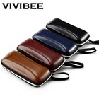 Pu Leather Sunglasses Case Zipper Hard Eyeglasses Storage Box Black