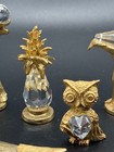    vtg 1980s Spoontiques Pewter Gold Crystal Figurine Lot 5 Swarovski Crystals Euc