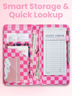 Cute Server Book For Waitress With Zipper   Magnetic Pockets     Retro Checkerboar