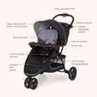 Baby Trend Ez Ride Stroller Dash Black 3 Wheel Reclining Seat Canopy Tray Basket