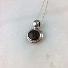 Vtg 925 Sterling Silver Mexico Tigers Eye Modernist Pendant Necklace 