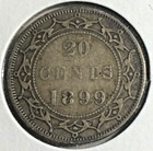 1899 Newfoundland 20 Cents Sterling Silver  925 Coin - Queen Victoria  732 