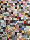 Vintage Antique Feedsack Quilt Patchwork Multicolor 71x83 Cottage Barn 