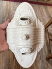 Vtg Porcelain White Floral Double Bulb Flush Mount Ceiling Light Fixture Antique