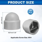 15pcs Hex Nut Cover  M14x22x27mm Plastic Dome Nut Protection Cap  Gray
