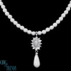 White Pearl Crystal Spring Bridal Prom Formal Fashion Necklace Jewelry Set 