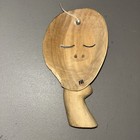 Wood Sculpture Mask Shhh Silence Face Wall Art Hand Carved Indonesia 9 5   