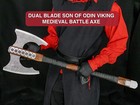 Medieval Viking Double Bladed Battle Axe Hand Forged Carbon Steel Reenactment
