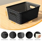 Plastic Storage Baskets - Pack Of 8 With Labels Stackable Durable Storage Black