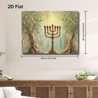 Hanukkah Menorah   Olive Tree Wall Art     Framed Canvas Jewish Decor  12x16 In 