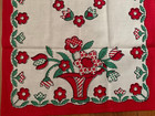 Vintage New Flower Basket Fruit Linen Tea Dish Towels 16 x 29  Red Kitchen 60s