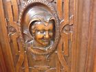  french Antique Hand Carved Architectural Door Panel Walnut Wood With Face
