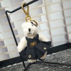 Prada Cute Plush Teddy Bear Shaped Keychain-black Dress