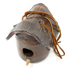 Vintage Birdhouse Studio Art Pottery Handmade Slab Textured Brown Glaze Signed