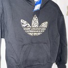 Women s Adidas Black Cropped Hoodie With Graphics  Small  Leopard Logo  New