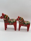 Vintage 5 Swedish Dala Horses Nils Olsson Sweden Folk Art Set Tags Different Sz