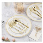 600pcs Gold   White Elegant Plastic Dinnerware Set For 100 Guests- New Sealed