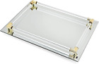 Mirror Tray Vanity Tray Serving Tray With Crystal Border - 9  X 14 