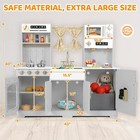 Kids Wooden Pretend Kitchen Playset Cooking Play Kitchen Toddler Toys Gifts Gray