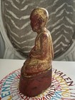 Antique Burmese Shan Seated Buddha In Wood And Red Lacquer