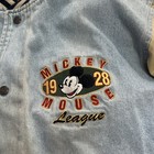 Disney Mickey Mouse League Vintage 90s Denim Varsity Bomber Jacket     Size L