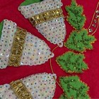 Felt Handmade  Vintage Christmas Tree Skirt With Sequins And Gold Trim 47 Inch