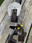 Pony Size Dark Brown Leather Western Show Halter W silver Overlay  Lead